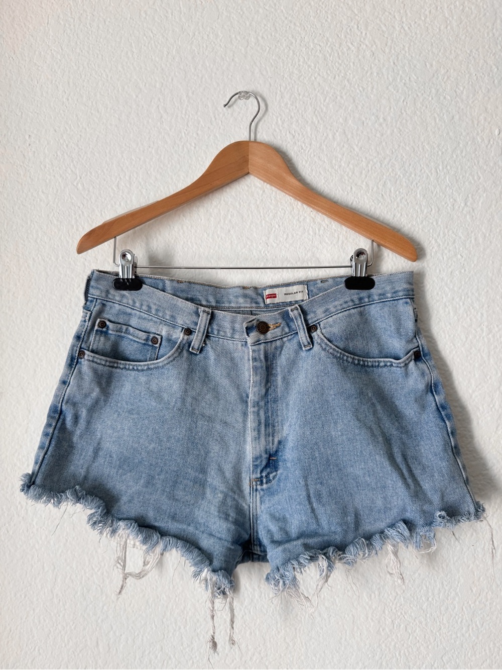 Wrangler Light Blue Denim Frayed Hem Vintage Shorts